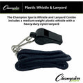Champion Sports Plastic Whistle/Bulk Lanyard Pack, Silver, 1 Dozen, CSIBP601