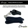 Champion Sports Plastic Whistle/Bulk Lanyard Pack, Silver, 1 Dozen, CSIBP601
