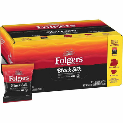 J.M. Smucker Folgers Fraction Pack Black Silk Coffee, 42 / Carton, FOL00019