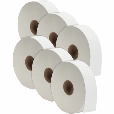 Genuine Joe Jumbo Jr Dispenser Bath Tissue Roll, White, 6 / Carton, GJO3520006