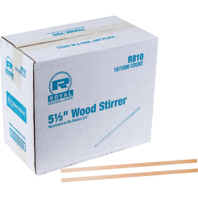 Royal Paper Wood Coffee Stir Sticks, Natural, 10 / Carton, RPPR810CT