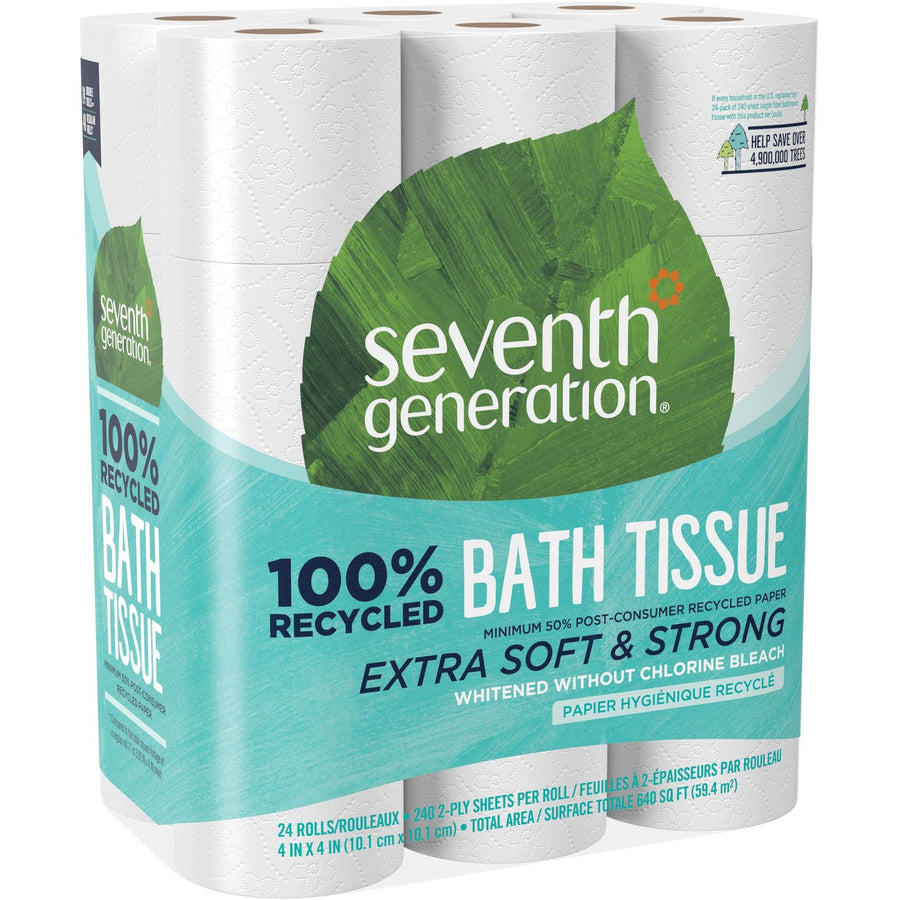 Seventh Generation 100% Recycled Bathroom Tissue, White, Paper, Fragrance-free, 1 / Pack, SEV13738