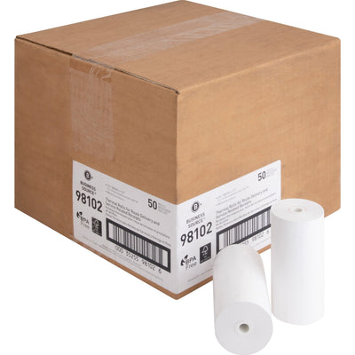 Business Source Portable Printer Receipt Thermal Rolls, White, 4 19/64" x 127 ft, 50 / Carton, BSN98102