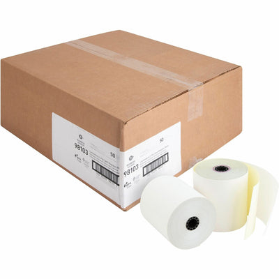 Business Source 2-part Carbonless Cash Register Rolls, White, 3" x 90 ft, 50 / Carton, BSN98103