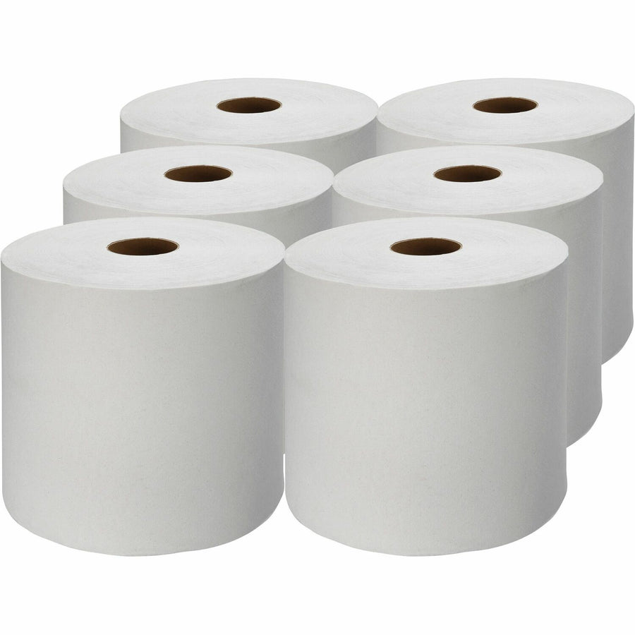 Genuine Joe Hardwound Roll Paper Towels, White, 2", Designed, 6 / Carton, GJO22900