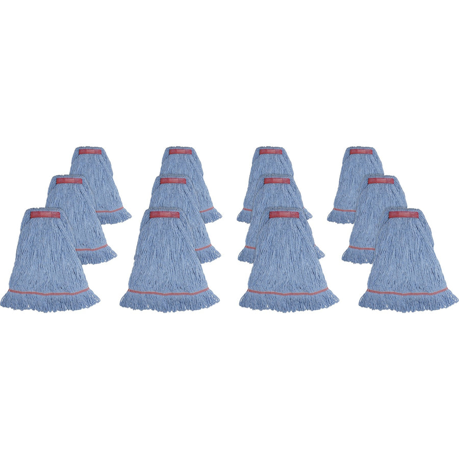 Genuine Joe Narrow Band Large Mophead, Blue, Cotton, Launderable, 12 / Carton, GJOLBL1BCT