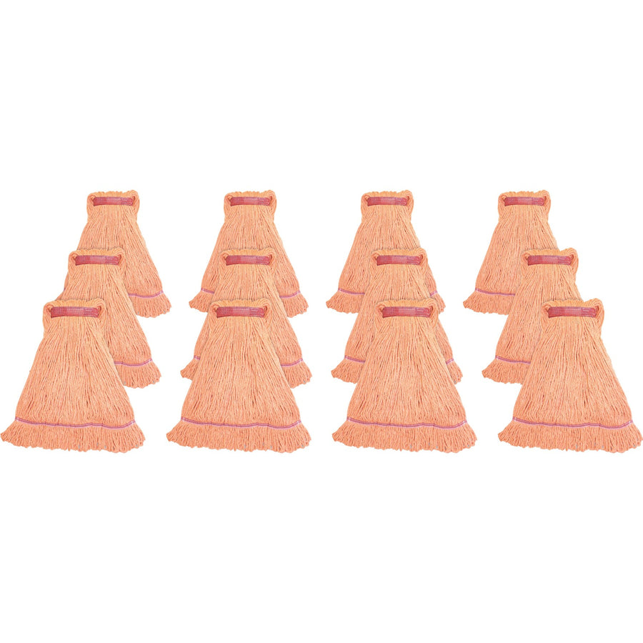 Genuine Joe Narrow Band Large Mophead, Orange, Cotton, Launderable, 12 / Carton, GJOLOR1BCT