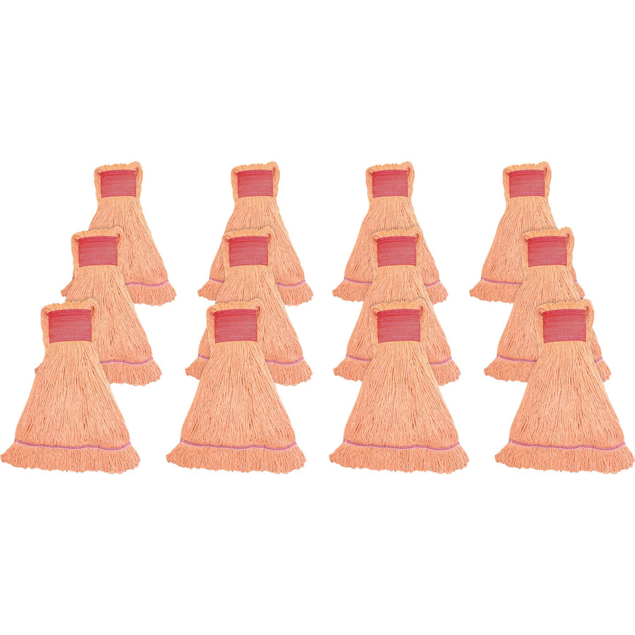 Genuine Joe Synthetic Blend Large Mophead, Orange, Cotton, Launderable, 12 / Carton, GJOLOR5BCT