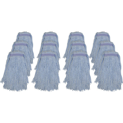 Genuine Joe Blended Yarn Mophead, Blue, 12 / Carton, GJON24B1BCT