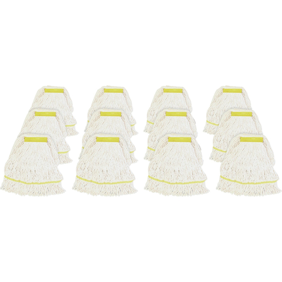 Genuine Joe Narrow Band Small Mophead, White, Cotton, Launderable, 12 / Carton, GJOSWH1BCT