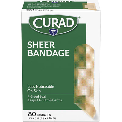 Medline Curad Sheer Bandage Strips, Clear, 80 / Box, MIICUR02279RB