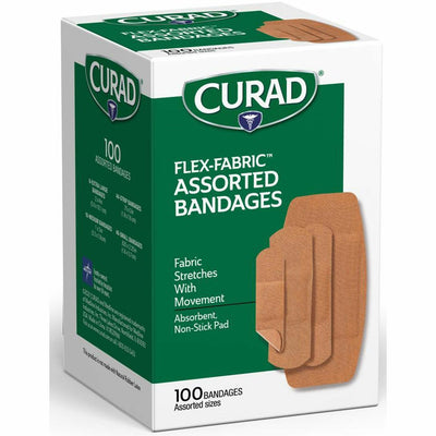 Medline Curad Flex-Fabric Bandages, Tan, 100 / Box, MIICUR0700RB