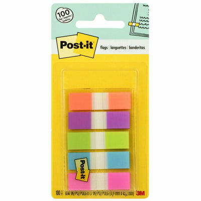 3M Post-it Flags in On-the-Go Dispenser - Bright Colors, Pink, 100 / Pack, MMM6835CB2
