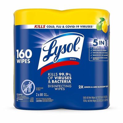 Reckitt Benckiser plc Lysol Disinfecting Wipes, White, 160 / Pack, RAC80296