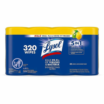 Reckitt Benckiser plc Lysol 4-pack Disinfecting Wipes, White, RAC90641