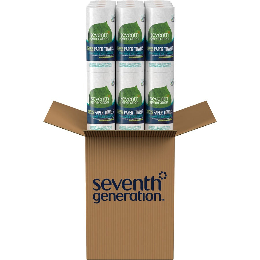 Seventh Generation 100% Recycled Paper Towels, White, Chlorine-free, 24 / Carton, SEV13722