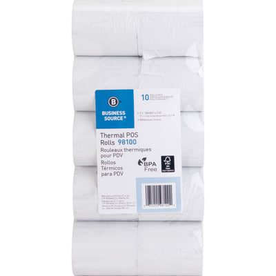 Business Source 3-1/8"x230' POS Receipt Thermal Rolls, White, 3 1/8" x 230 ft, 1 Pack, BSN98100