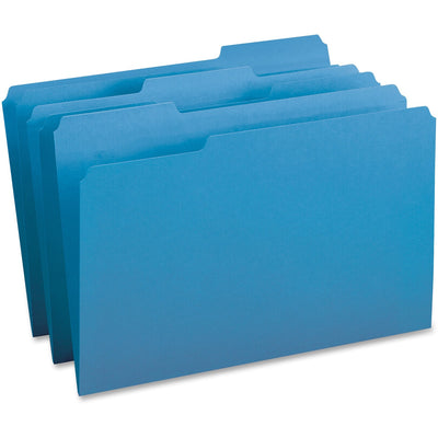 Business Source 1/3 Tab Cut Legal Recycled Top Tab File Folder, Blue, 8 1/2" Width x 14" Length, 100 / Box, BSN99719