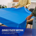 Genuine Joe Plastic Rectangular Table Covers, Blue, 4 / Carton, GJO10325CT