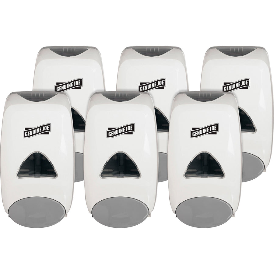 Genuine Joe 1250 ml Foam Soap Dispenser, White, 1.32 quart, Refillable, 6 / Carton, GJO10495CT