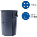 Genuine Joe 44-gallon Heavy-duty Trash Container, Gray, GJO11581CT