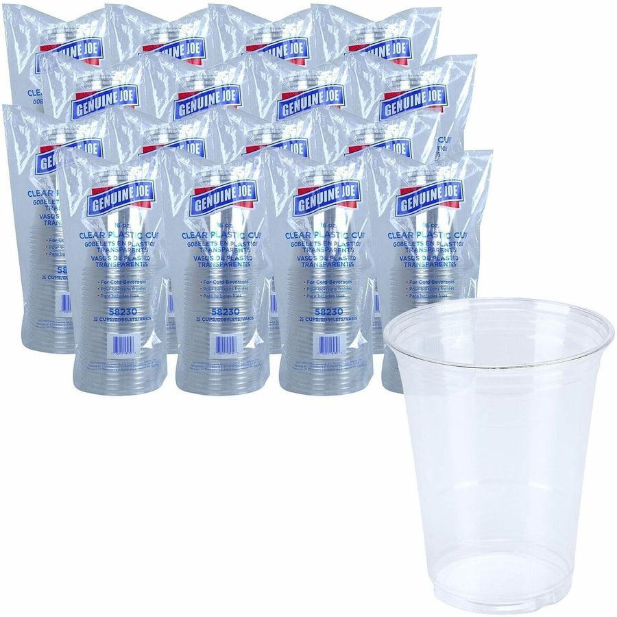 Genuine Joe 16 oz Clear Plastic Cups, 16 fl oz, 20 / Carton, GJO58230CT