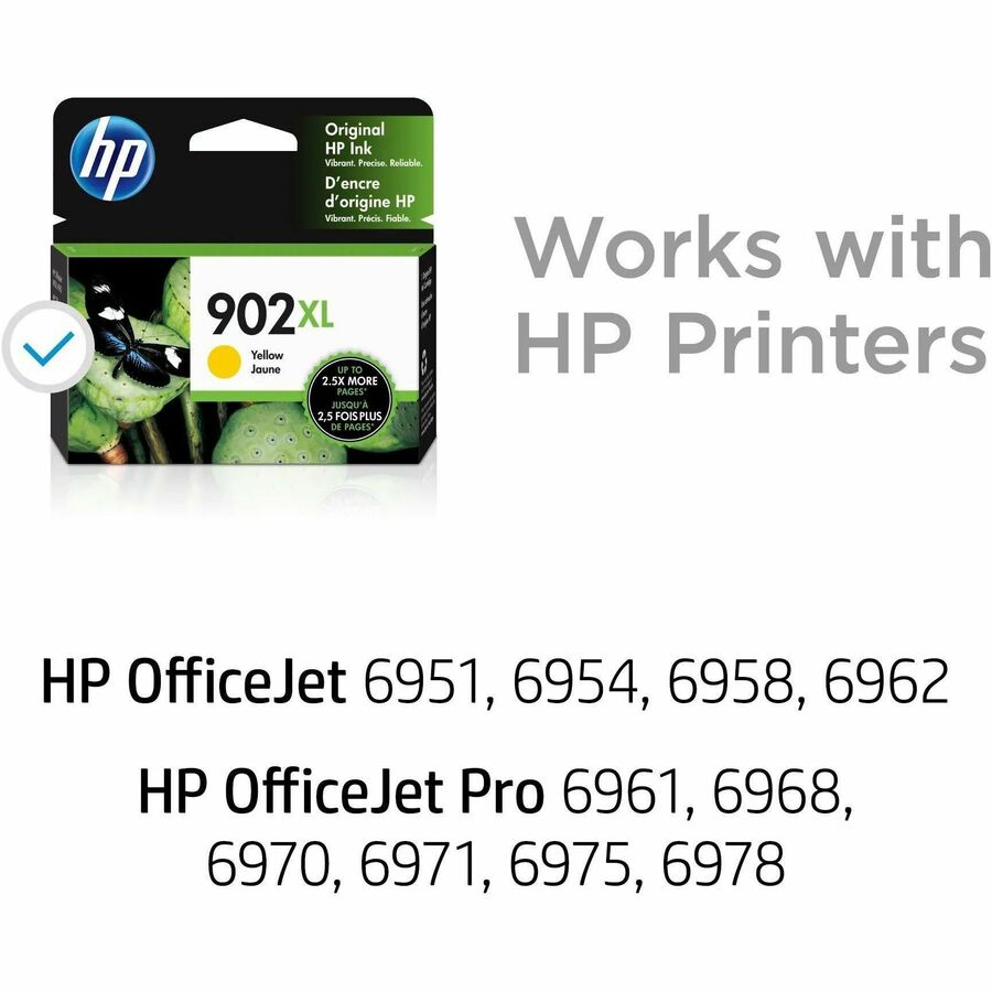 HP 902XL High Yield Yellow Original Ink Cartridge, HEWT6M10AN