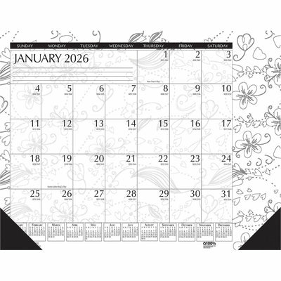 House of Doolittle Doodle Monthly Desk Pad, Black/White, 6EA/PK 8PK/CT — view 1