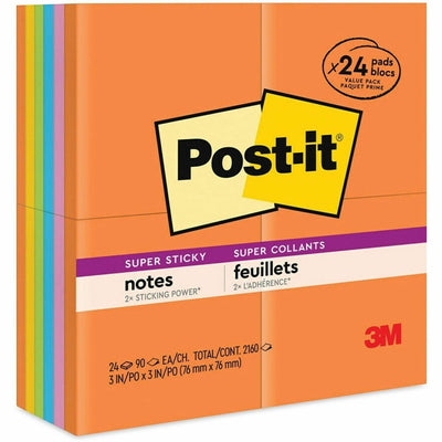 3M Post-it Super Sticky Notes - Energy Boost Color Collection, Limeade, 1 Pack, MMM65424SSAU