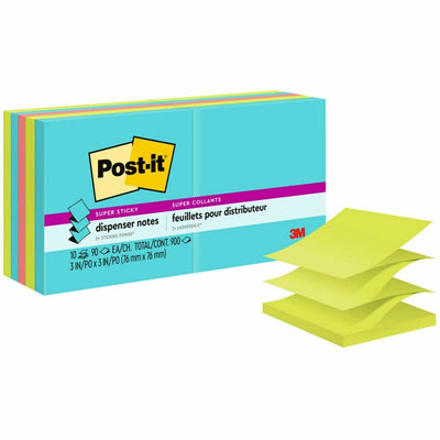 3M Post-it Super Sticky Dispenser Notes - Supernova Neons Color Collection, Guava, 1 Pack, MMMR33010SSMIA
