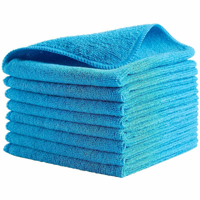 Rubbermaid Commercial Microfiber Light-Duty Cleaning Cloths, Blue, 24 / Bag, RCP1820583