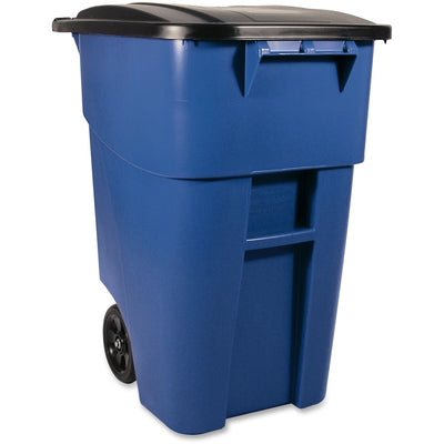 Rubbermaid Commercial Brute Rollout Container with Lid, Blue, 50 gal, RCP9W2700BE