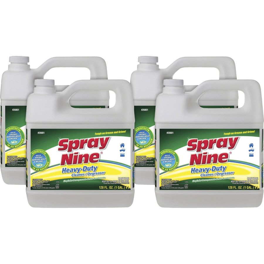 Spray Nine Heavy-Duty Cleaner/Degreaser w/Disinfectant, Clear, 4 / Carton, PTX26801CT
