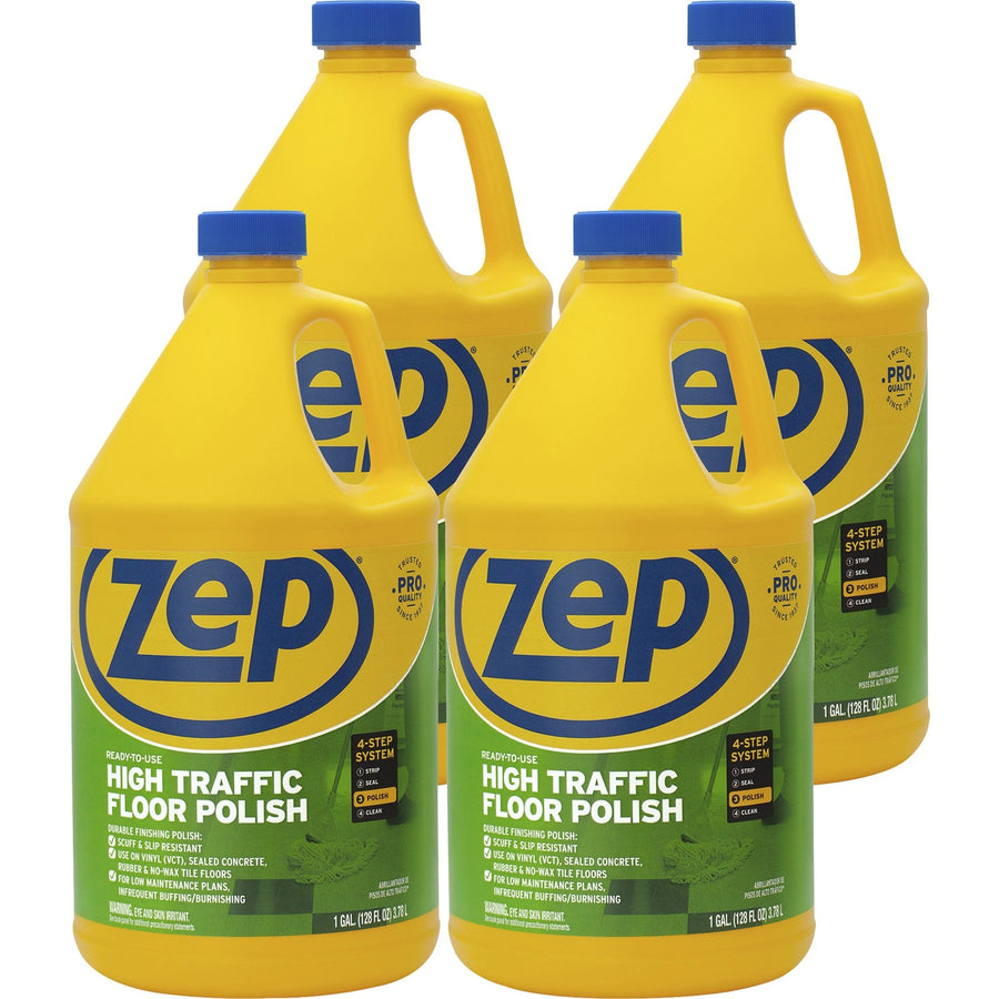 Zep High-Traffic Floor Finish, Green, 4 / Carton, ZPEZUHTFF128CT