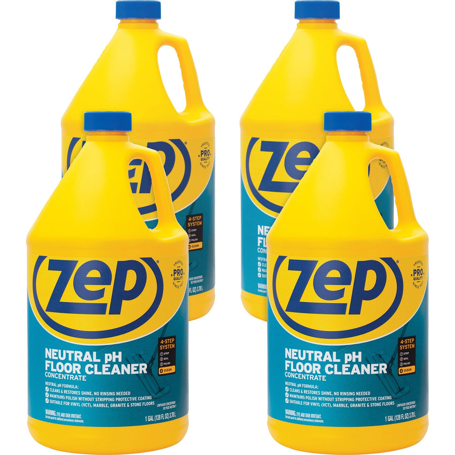 Zep Concentrated Neutral Floor Cleaner, Professional, Blue, 4 / Carton, ZPEZUNEUT128CT