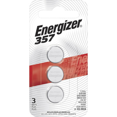 Energizer 357/303 Silver Oxide Button Battery 3-Packs, 10 / Carton, EVE357BPZ3CT