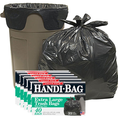 AEP Berry Handi-Bag Wastebasket Bags, Black, 6 / Carton, WBIHAB6FTL40CT