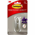 3M Command Medium Traditional Hook, Brushed Nickel, Metallic Silver, 1 Pack, MMM17051BNES