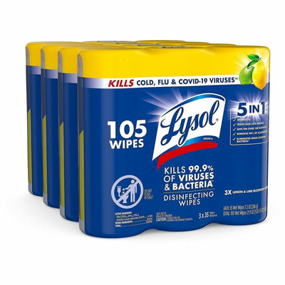 Reckitt Benckiser plc Lysol Disinfecting Wipes, White, 4 / Carton, RAC82159CT
