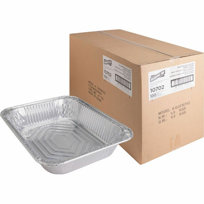 Genuine Joe Half-size Disposable Aluminum Pan, Silver, 100 / Carton, GJO10702