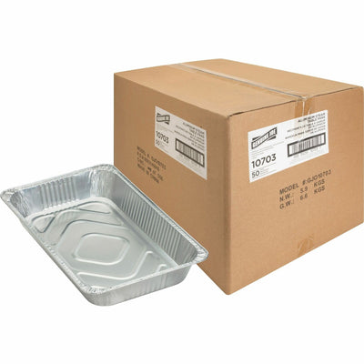 Genuine Joe Full-size Disposable Aluminum Pan, Silver, 50 / Carton, GJO10703