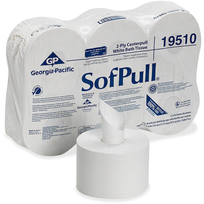 Georgia Pacific . SofPull Centerpull High-Capacity Toilet Paper, White, 6 / Carton, GPC19510