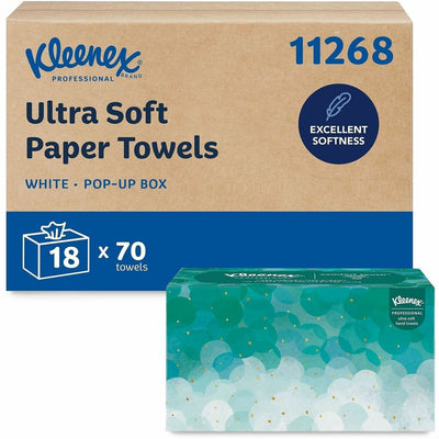 Kimberly-Clark Kleenex Ultra Soft Hand Towels, White, 18 / Carton, KCC11268CT
