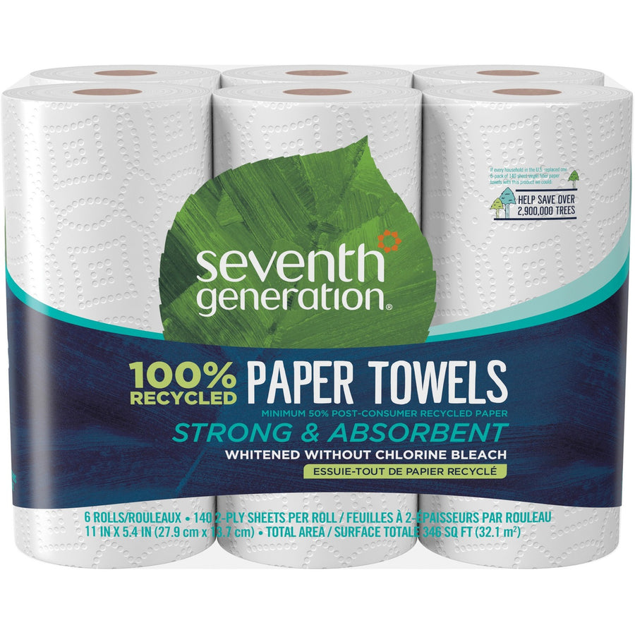 Seventh Generation 100% Recycled Paper Towels, White, 4 / Carton, SEV13731CT