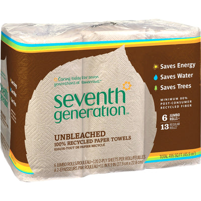 Seventh Generation 100% Recycled Paper Towels, Natural, 4 / Carton, SEV13737CT