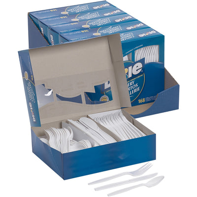 Georgia Pacific . Dixie Heavyweight Disposable Forks, Knives & Spoons Combo Boxes by GP Pro, White, 6 / Carton, DXECM168CT