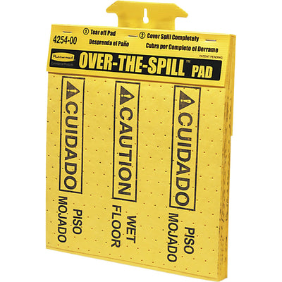 Rubbermaid Commercial Bilingual Over-The-Spill Pads, Yellow, 12 / Carton, RCP4254CT