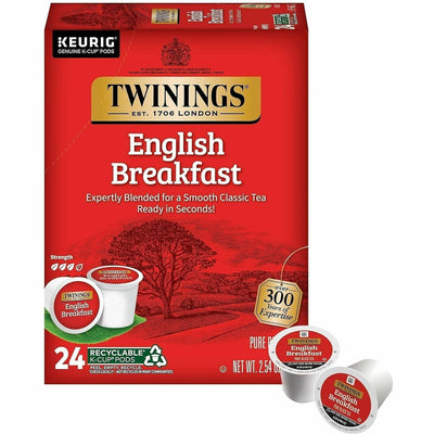 R. Twining & Twinings of London English Breakfast Black Tea K-Cup, 24 / Box, TWG08755