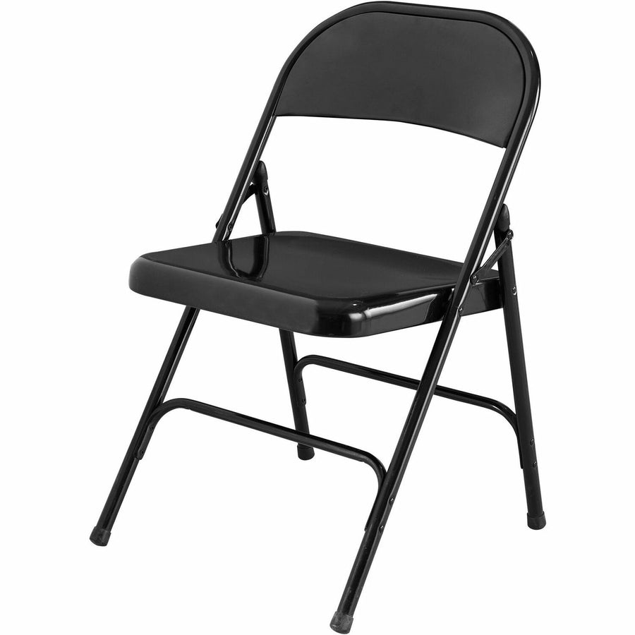 Lorell Folding Chairs, 19.4" x 29.6", Black, Leg Caps, 4 / Carton, LLR62527