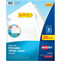 Avery Big Tab Printable White Label Dividers, 20 Set, AVE14435